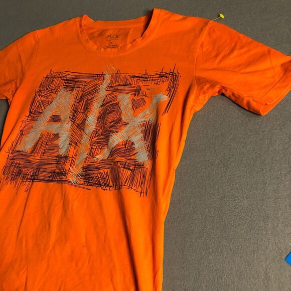 armani exchange womens t shirt top medium m orange graphic pencil drawing s15 - Picture 10 of 14